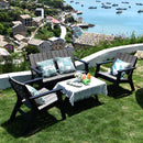 Set Salotto da Giardino Divano 2 Poltrone e Tavolino in Polipropilene Grigio