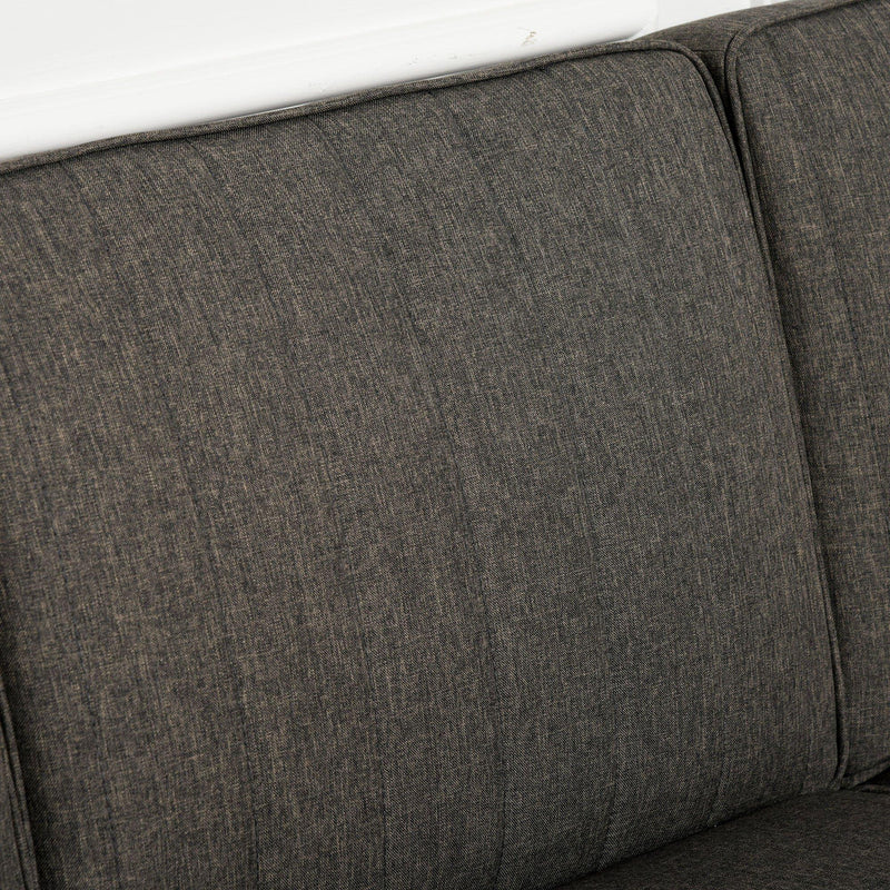 Divano Letto Angolare 216x139x80 cm con Penisola in Legno e Tessuto Grigio