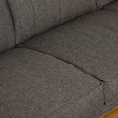 Divano Letto Angolare 216x139x80 cm con Penisola in Legno e Tessuto Grigio