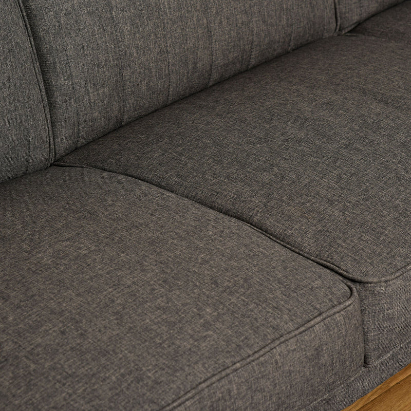 Divano Letto Angolare 216x139x80 cm con Penisola in Legno e Tessuto Grigio