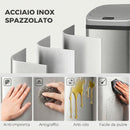 Pattumiera con Sensore 48 L 33x25x69 cm a Chiusura Morbida con Superficie Anti-impronte in Acciaio Inox e ABS Argento      