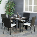 Set  Tavolo con 4 Sedie da Giardino in Rattan Nero