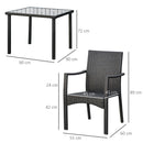 Set  Tavolo con 4 Sedie da Giardino in Rattan Nero