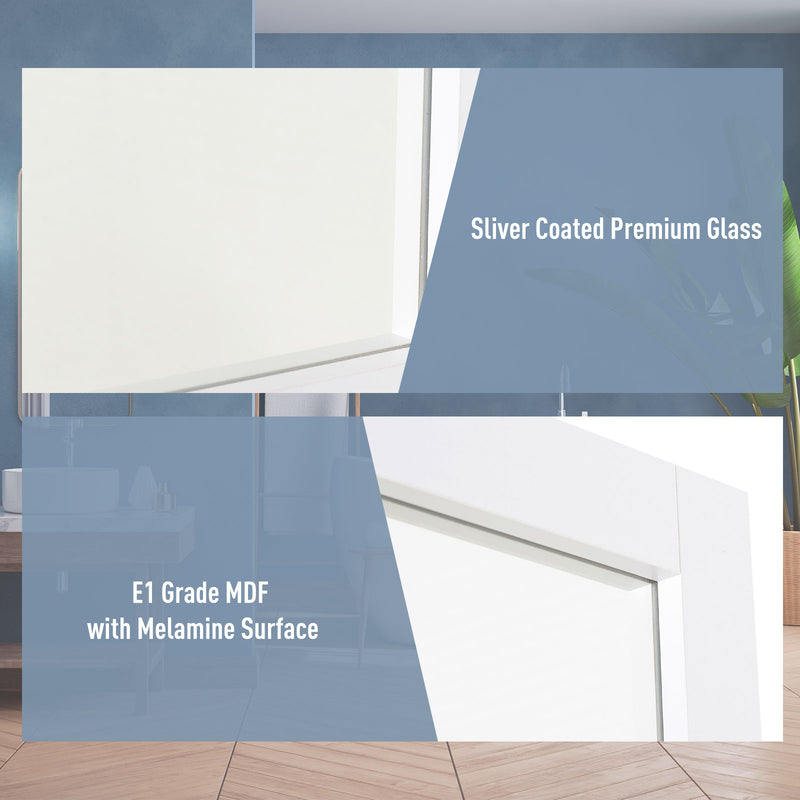 Specchio da Parete 52x72x1,9 cm con Cornice in MDF Bianca