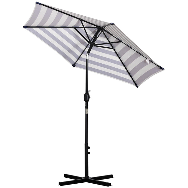 Parasol de jardin Ø2,27m en Métal et Polyester Rayures Bleues et Blanches prezzo