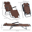Sedia Sdraio Reclinabile Pieghevole in Metallo e Textilene Marrone