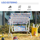 Dondolo 2 Posti per Bambini 110x70x110 cm in Metallo e Poliestere Blu