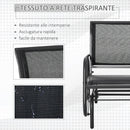 Sedia a Dondolo da Giardino 75x66x85 cm in Metallo e Textilene Nero
