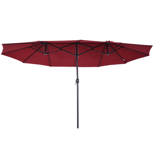 prezzo Parasol de jardin double 4,6x2,7m en acier et polyester rouge