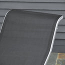 Set 2 Sdraio e Tavolino da Giardino in Metallo e Tessuto Nero