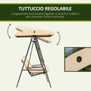 Dondolo 2 Posti da Giardino 138x106x174 cm in Acciaio e Poliestere Beige