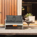 Divano 2 Posti da Giardino 120x63x77 cm in Rattan con Cuscini Bianco e Grigio