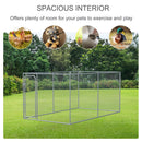 Recinto per Animali Domestici Cani Cuccioli 400x230x182 cm in Metallo Galvanizzato Argento