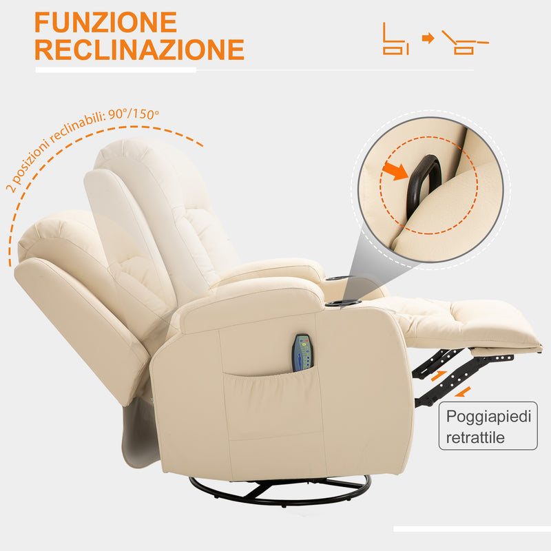 Poltrona Relax Massaggiante in Similpelle in Similpelle Beige