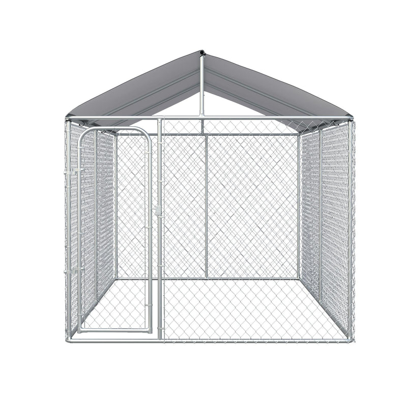 Recinto per Animali Domestici Cani Cuccioli 400x230x232 cm in Metallo Galvanizzato Argento
