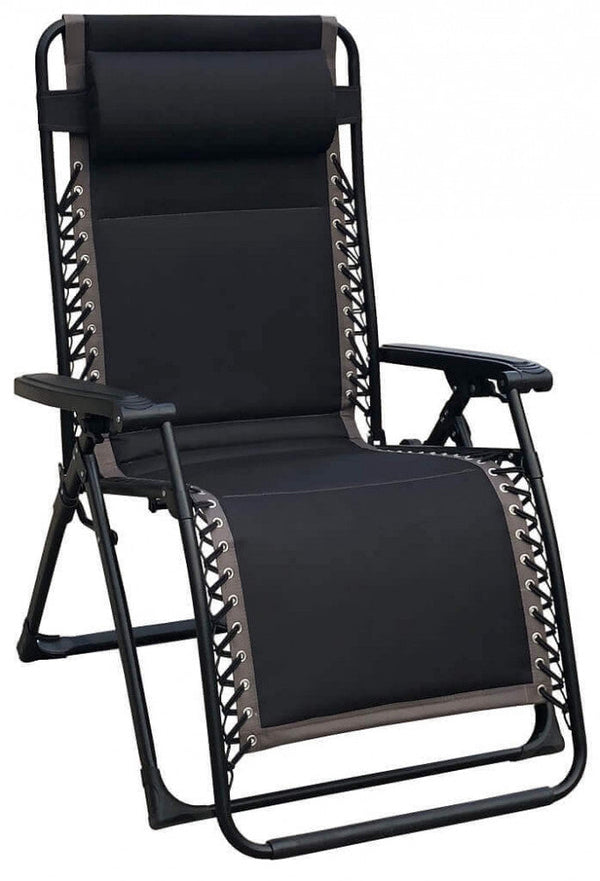 online Chaise longue pliante inclinable Zero Gravity 165x79x117 h cm en métal et Oxford noir