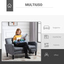 Divano 2 Posti 122x72x74 cm in Tessuto Grigio