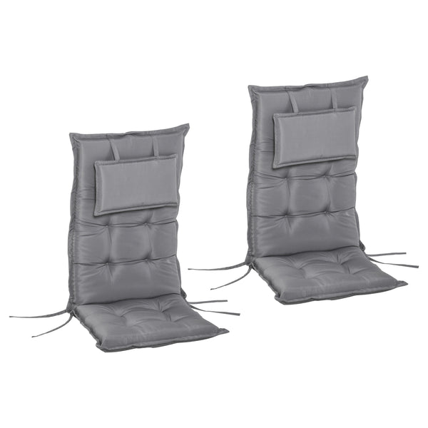 sconto Lot de 2 Coussins pour Fauteuil de Jardin 50x129x9 cm en Polyester Gris Foncé