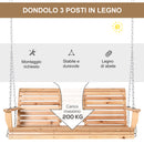 Dondolo 3 Posti Sospeso 150x75x53 cm con Tavolino Pieghevole in Legno