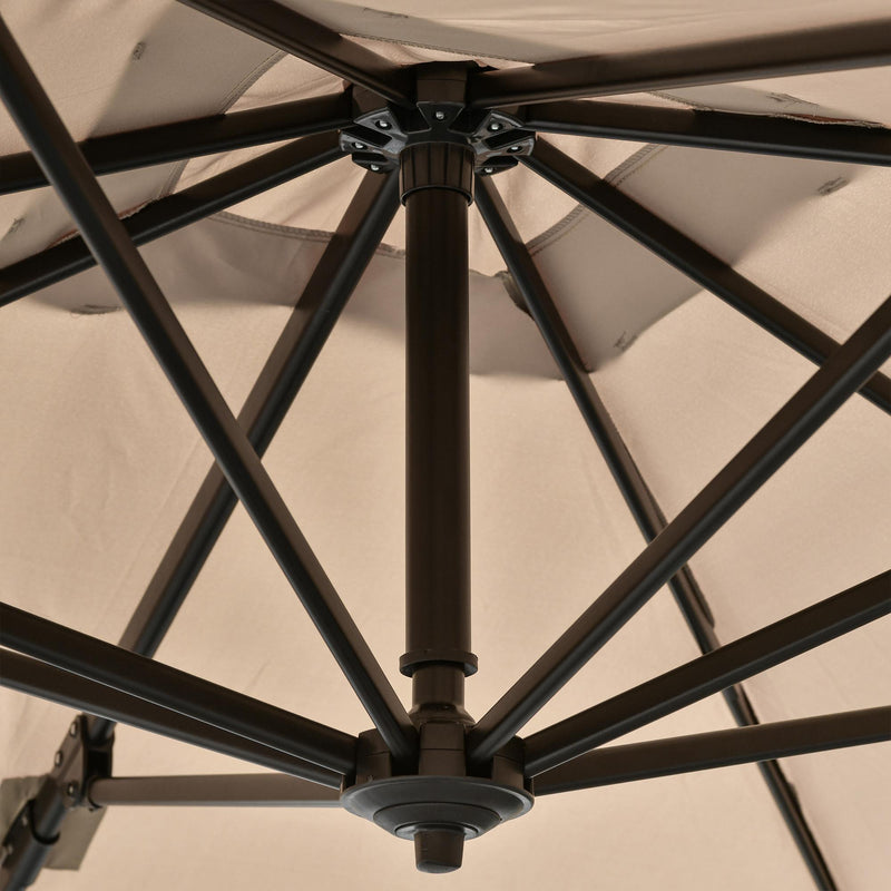 Ombrellone da Giardino Decentrato 2,68x2,68m in Alluminio e Poliestere Khaki