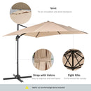 Ombrellone da Giardino Decentrato 2,68x2,68m in Alluminio e Poliestere Khaki