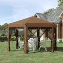 Gazebo da Giardino Pieghevole 3,6x3,6m in Acciaio e Poliestere Marrone