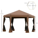 Gazebo da Giardino Pieghevole 3,6x3,6m in Acciaio e Poliestere Marrone
