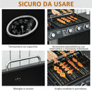 Barbecue a Gas GPL  3 Fuochi 2,8kW con Fornello Laterale Nero