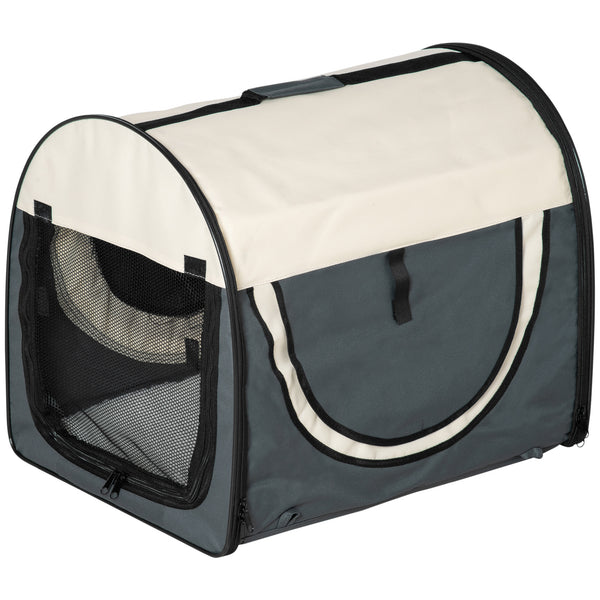 Cage de Transport Pliante pour Chiens et Chats 61x46x51 cm en Oxford et PVC Gris prezzo