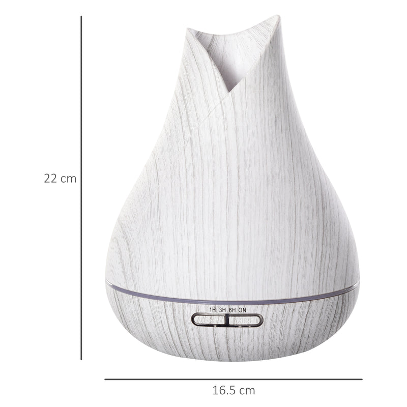 Diffusore di Aromi Oli Essenziali per Ambienti 300 ml Vaporizzatore 7 Luci Colorate Bianco