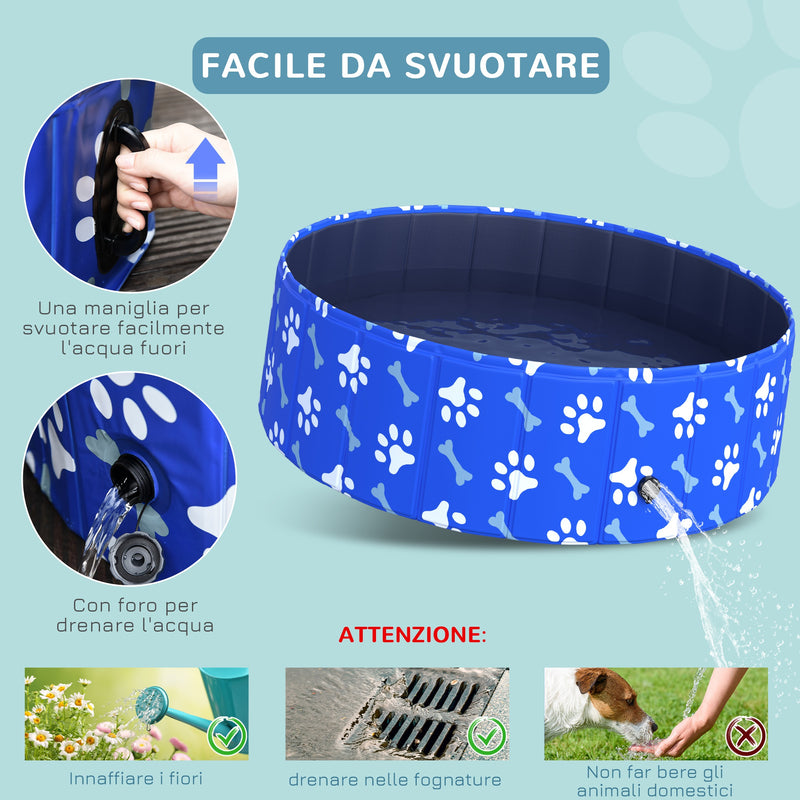 Piscina Rigida per Cani Taglia Piccola 35 Kg Ø100x30 cm in PVC e Truciolare Blu