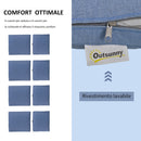 Set Salotto da Giardino Divano 2 Poltrone e Tavolino in Metallo Bianco e Blu