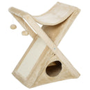 Tiragraffi per Gatti Pieghevole 54,5x32x65 cm con Casetta in Peluche Giallo