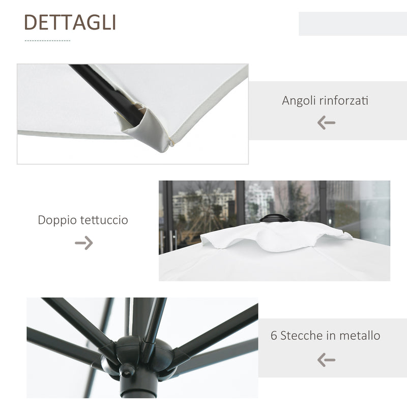 Ombrellone da Giardino Ø2,27m in Metallo e Poliestere Bianco Crema