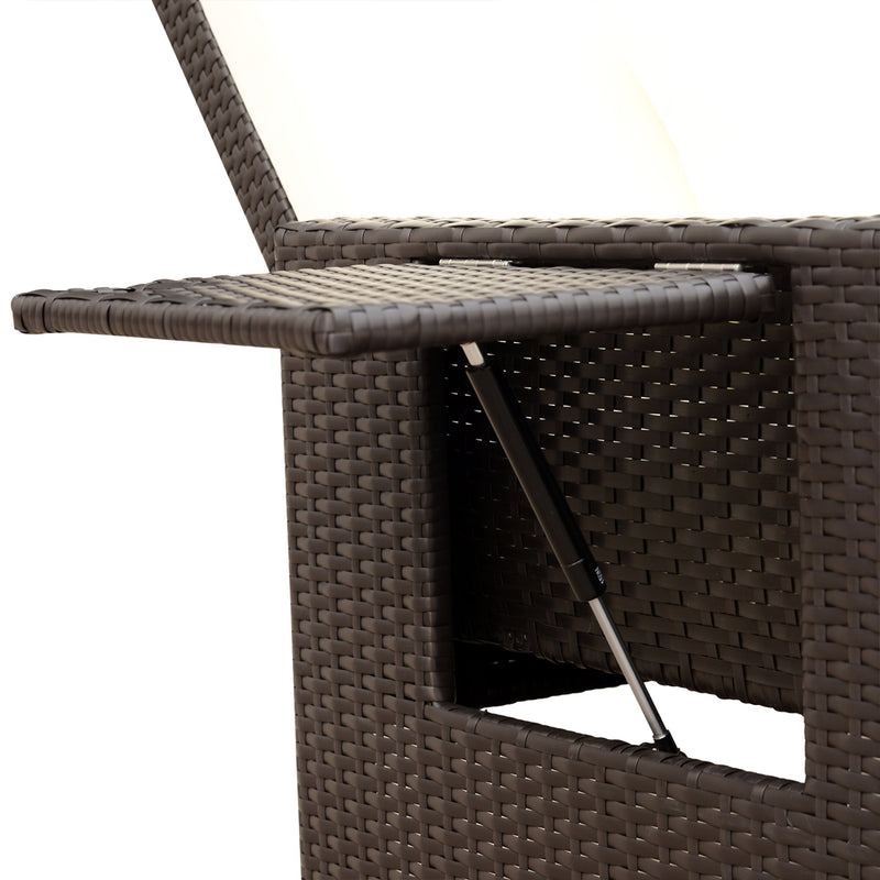 Divano da Giardino con Panca Poggiapiedi 130x72x96 cm in Rattan Marrone