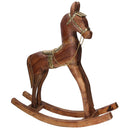 Cavallo a Dondolo Decorativo in Legno rivestito in Metallo oro cm 40x11xh46