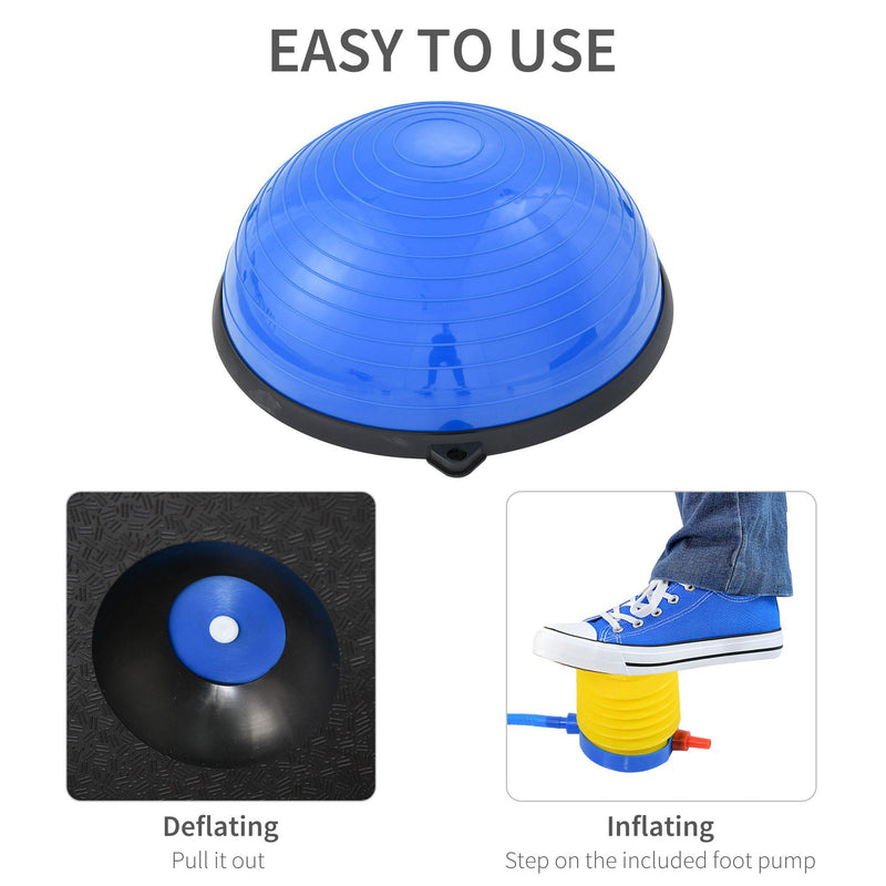 Balance Ball con 2 Elastici e Pompa per Allenamento e Riabilitazione Muscolare Blu