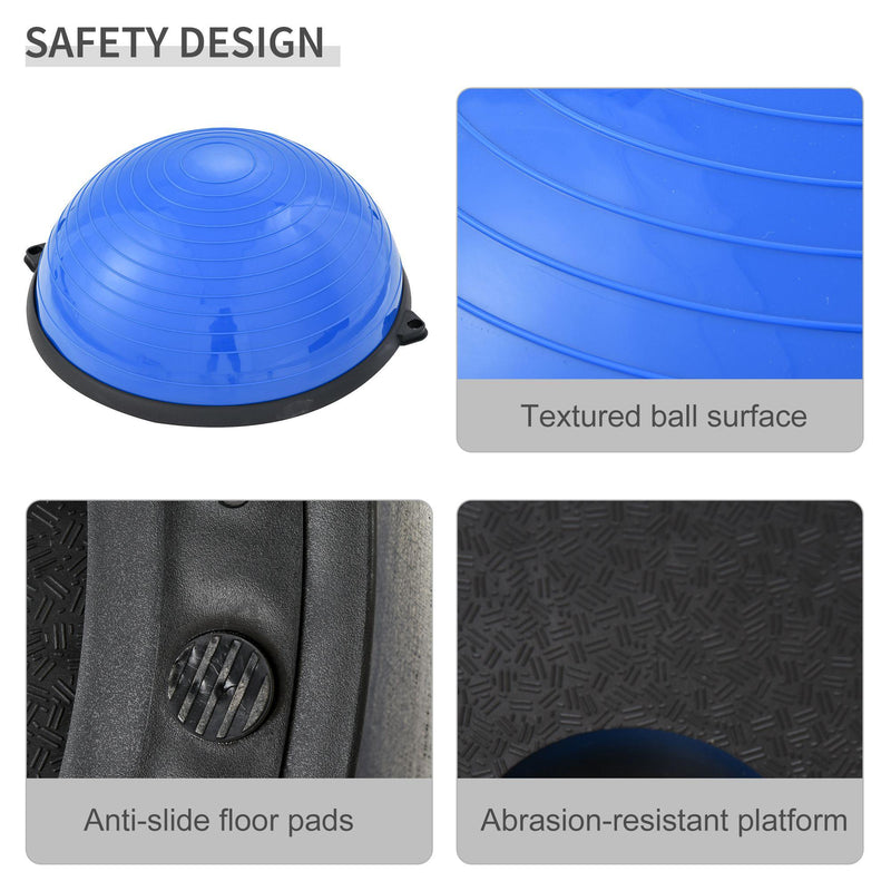 Balance Ball con 2 Elastici e Pompa per Allenamento e Riabilitazione Muscolare Blu