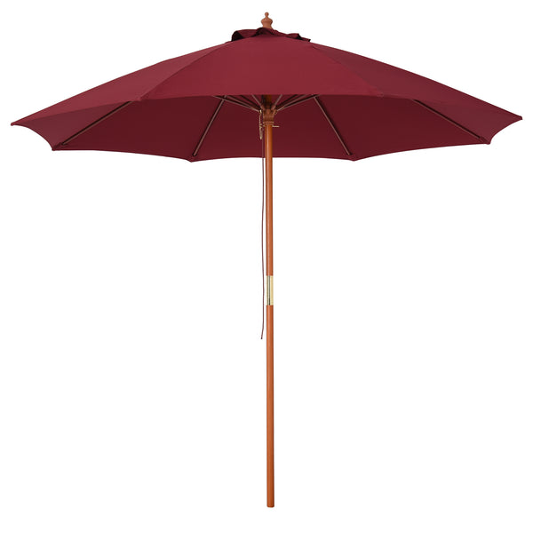 sconto Parasol de jardin Ø2,57 m Mât Ø38 mm en Bois et Polyester Rouge