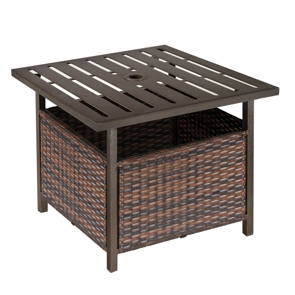 Table Basse de Jardin 55,5x55,5x46 cm en Rotin et Acier Marron prezzo