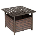Tavolino da Giardino 55,5x55,5x46 cm in Rattan e Acciaio Marrone