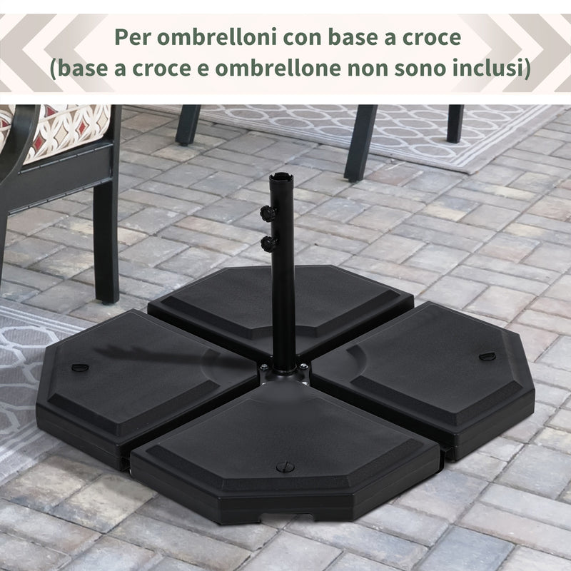 Base per Ombrellone da Giardino 96x96x9 cm in HDPE Nero