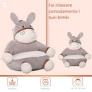 Poltroncina per Bambini 60x55x60 cm in Peluche Asino Grigio