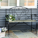 Panchina 2 Posti da giardino 100x50x88 cm in Ferro Nero e Bronzo