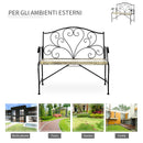 Panchina 2 Posti da giardino 100x50x88 cm in Ferro Nero e Bronzo