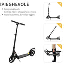 Monopattino per Ragazzi Pieghevole Regolabile Ruote Luminose in Alluminio Nero