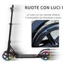 Monopattino per Ragazzi Pieghevole Regolabile Ruote Luminose in Alluminio Nero