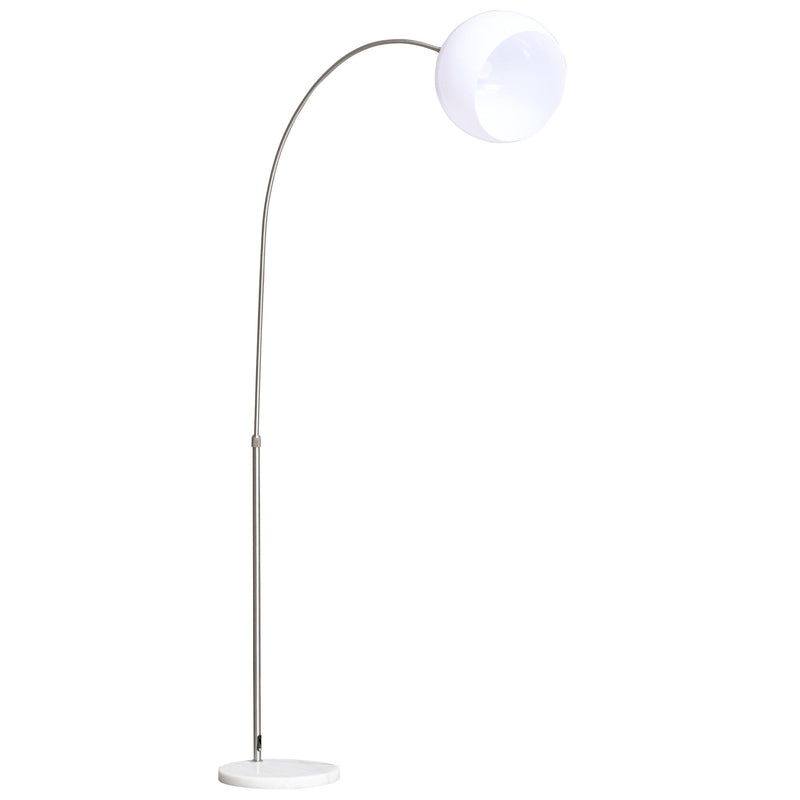 Lampada da Terra ad Arco con Paralume E27 94x30x130-180 cm in Metallo e Metallo Bianco