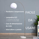 Lampada da Terra ad Arco con Paralume E27 94x30x130-180 cm in Metallo e Metallo Bianco
