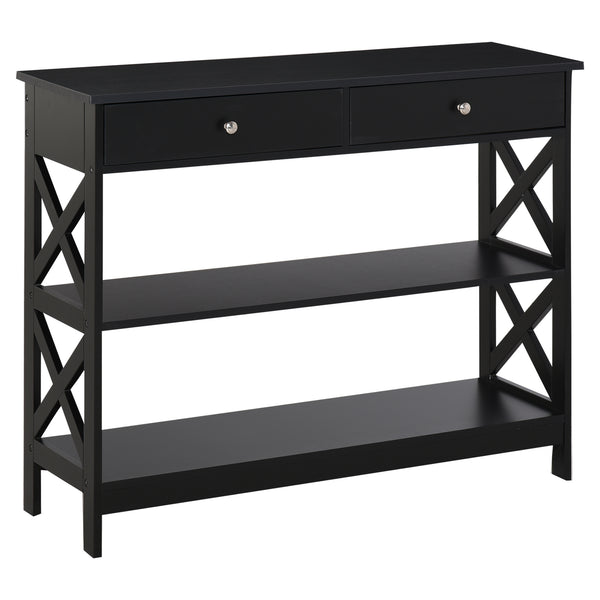 online Console d'entrée 2 tiroirs 100x30,5x80 cm en MDF noir